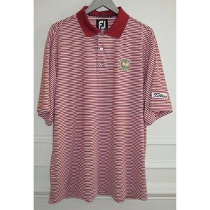 Footjoy FJ Prodry Lisle PGA TITLEIST L Red & White Stripe Performance Golf Shirt